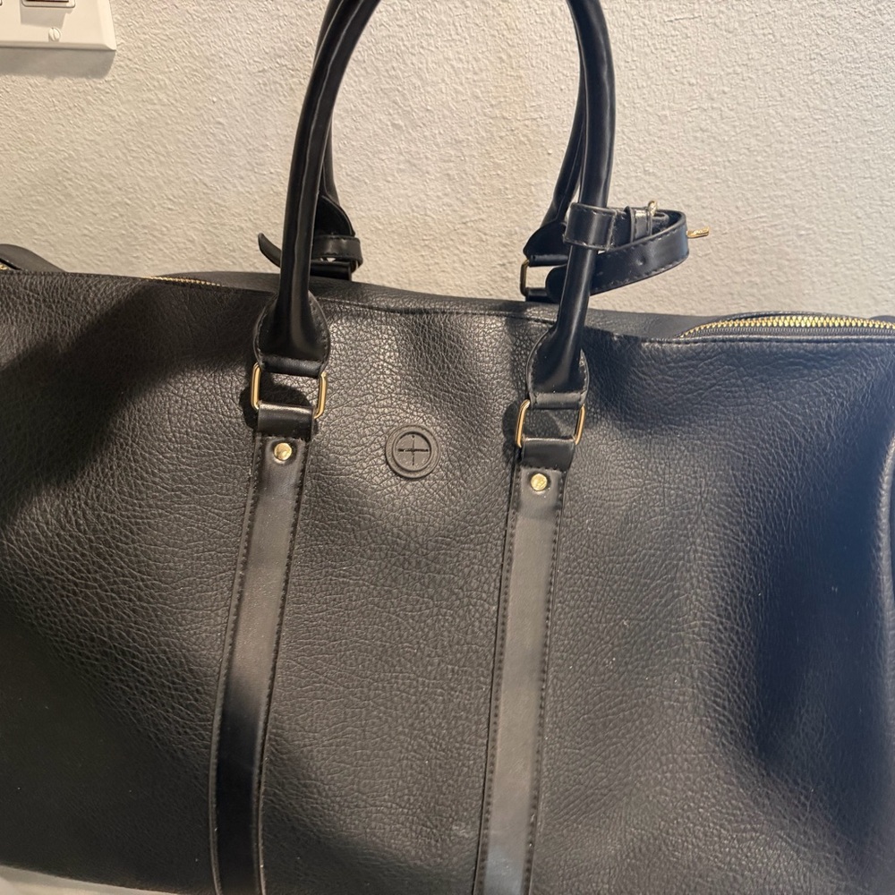 Black Weekender Travel Bag with Gold Hardware - Picture 2 of 7